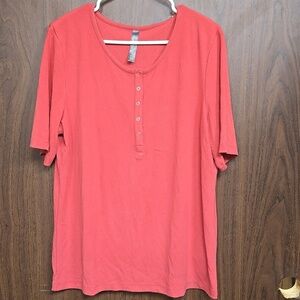 Mondetta Size XXL Salmon Pink Ribbed Short Sleeve Henley